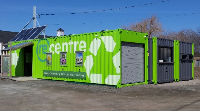 Re-Centre recycling depot for used beverage containers, e-waste and cardboard