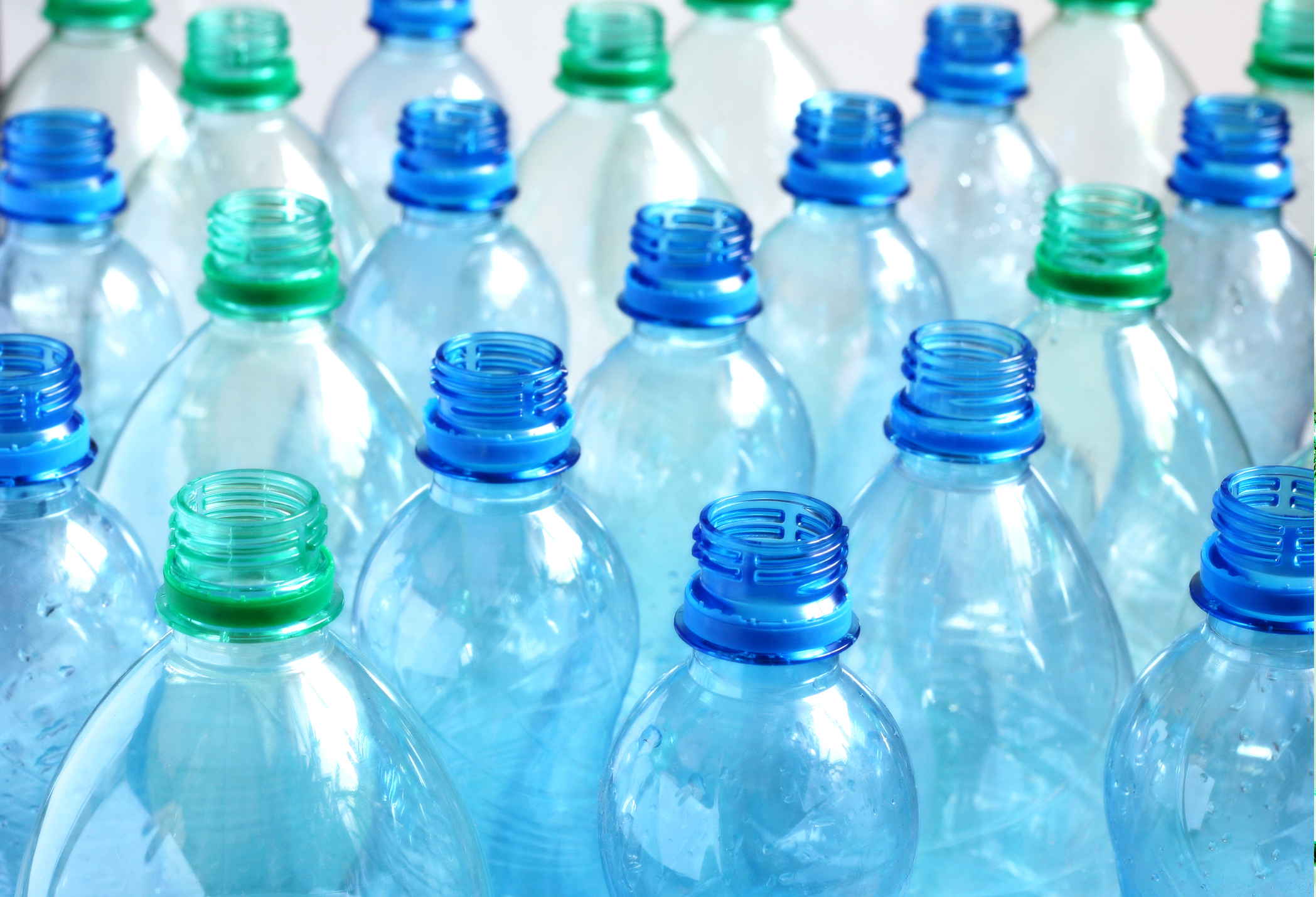 Empty plastic bottles being recycled