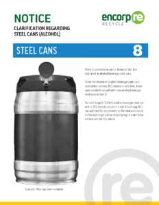 Notice to Redemption Centres: Alcohol Steel Cans